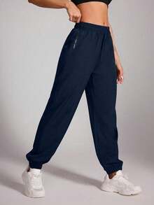 1pc Casual Solid Color Sports Outdoor Pants For Girls, Spring/Autumn - Blue - View 2