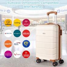 Carry-On Hand Suitcase Hard Shell Trolley, Lightweight Travel Cabin Luggage With TSA Lock And Durable 4 Spinner Wheels, 21 Inch + Travel Duffels Bag & Toiletry Bag - 米色 - 查看 8
