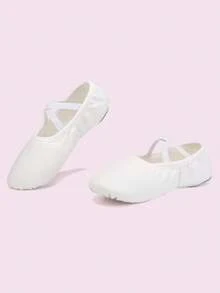 Indoor Soft-Soled Princess Ballet Shoes, Ladies Dance Shoes, Yoga Shoes, Practice Shoes, Flat-Bottomed Slippers, Elastic Opening Without Tie Design - White - View 7