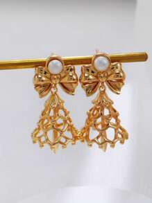 Christmas-Themed Fashionable Pearls Earrings With Niche Luxury Style