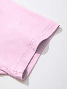 1 Pack Girls Casual Printed Crew Neck Short Sleeve T-Shirt Summer Student Youth Clothing - 粉色 - 查看 3