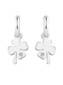 1 Pair Gold-Plated Four-Leaf Clover Rhinestone Earrings, Suitable For Daily Wear