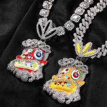 ICE HUE Colors Drop Oil Charms Hip Hop Fashion Pendant Men,Gift For Friend,With Zirconia - Yellow - View 2