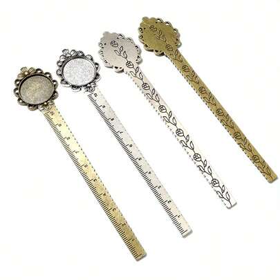 2 件 20 毫米内径尺子书签凸圆形空白底座托盘镶嵌 DIY 珠宝制作配件配件