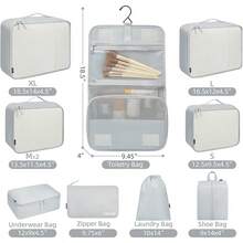 6/8/10 Set Packing Cubes For Travel Luggage Organizer - 10-lightGrey - View 7