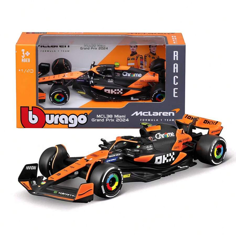 Burago 1/43 Maßstab Formel 1 MCL38#4 Miami GP Legierung Druckguss Champion Sammlerstück Modell Auto Legierung Ausstellungsstück Geburtstaggeschenk