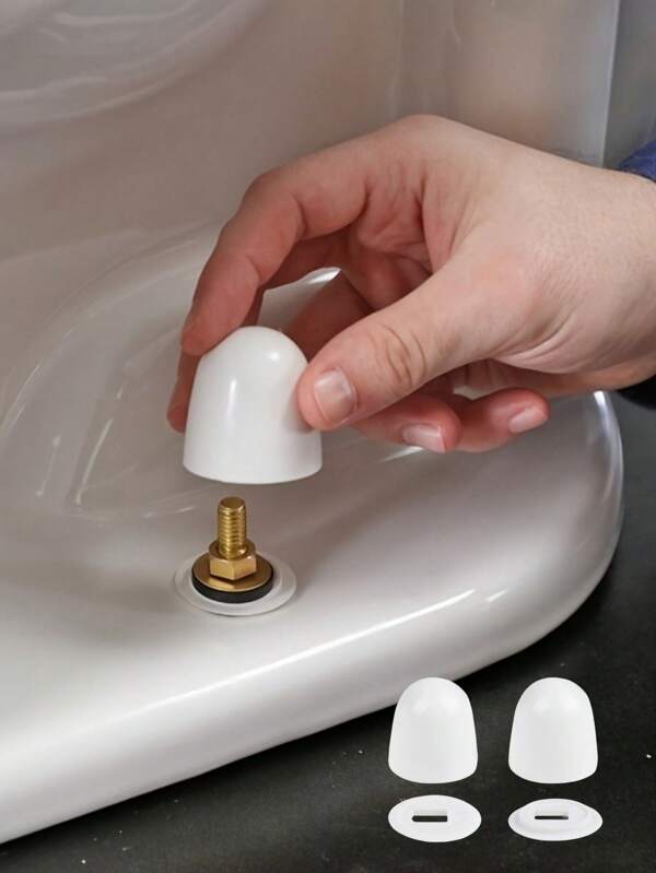 1/2/4/6Pcs Universal Round Plastic Toilet Bolt Caps Set|Push-On Installation With Extra Washers – Conceal Unsightly Bolts, Easy Maintenance & White Bathroom Decor – Perfect For Toilet Bowl Bolt Cover Upkeep