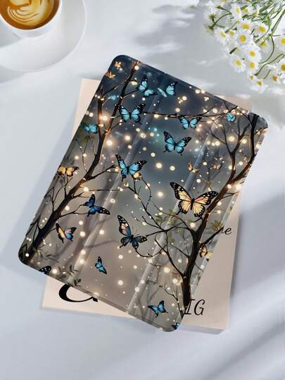 Capa protetora para tablet com estampa de borboletas e luz noturna, compatível com iPad 9.7/10.2/10.5/10.9/12.9/Pro 11, 10ª geração, compatível com Samsung Galaxy Tab S6 Lite de 10,4 polegadas, compatível com Kindle Paperwhite 12ª geração (2024), Kindle (11ª geração) versão 2022, proteção anti-queda macia, suporte inteligente/despertar/repousar automáticos