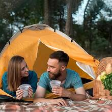 Collapsible Cup-Silicone Small Foldable-Expandable Folding Drinking-Reusable Portable Mugs Cups With Lids Travel, Camping, Hiking, Holiday, Outdoor Sports, Indoors - 灰色+藍色 - 查看 7