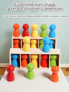 Early Education Color Matching Dolls, Educational Montessori Matching Wooden Villain Color Classification Cup Logical Thinking Training Multiplayer Game Puzzle Early Education Interactive Toys - 彩色 - 查看 8