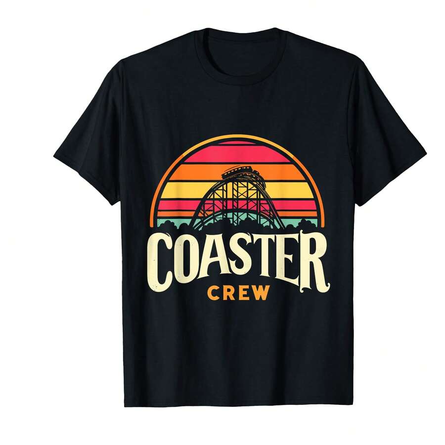 Camiseta divertida de niños con diseño de montaña rusa y parque de atracciones - Negro - Ver 1