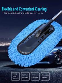 1 Stück Teleskop-Autowaschmopp mit langem Griff, Staubentferner, Wachsbürste, Mikrofaser-Autopinsel, Reinigungsbürste für Autopflege, weiche Staubwedel für Auto und Zuhause, Autozubehör