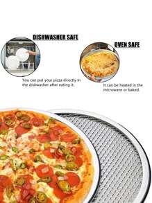 1 pièce Grille à pizza, Plaque à pizza en aluminium, Plat à pizza rond pour pizza, Ustensile de cuisine en maille anti-adhésive pour four, barbecue. Idéal pour les pizzas maison, les anniversaires et les fêtes, les indispensables de la cuisine des fêtes. Article de cuisine durable.
