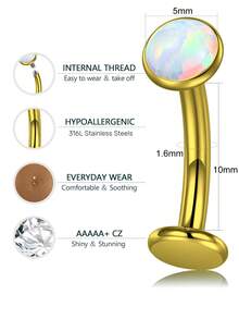 G23 纯钛肚脐环 浮动肚脐环 14G 内螺纹肚脐穿孔首饰 防过敏 - A - 查看 6