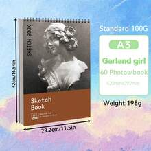 1 pieza Cuaderno de dibujo A3/A4/A5 con 60 o 100 páginas, papel de 100 g/m², resistente a la tinta y difícil de romper, papel de alta calidad para dibujar dentro y fuera, ideal para estudiantes, aprendizaje artístico y de pintura, un regalo imprescindible para amigos y estudiantes durante la temporada escolar, de vuelta al cole, útiles escolares - Multicolor - Ver 19