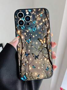 Blue Butterfly Print Clear Case Compatible With IPhone
