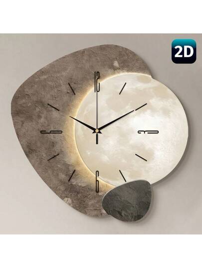 1pc 2D Flat Planetary Verlichting Shadow Silently Wand Clock, Super Silent Quartz Movement, No Ticking, ating Clocks In Living Rooms, Bedroom, Offices, Kitchens, Cafes, Perfect ative Friends Family Room Klok Bedroom Dormitory Back To School Surprise Home Supplies view 3