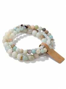 3pcs/Set Natural Stone Bead Bracelets, 4mm/6mm/8mm Round Beads Energy Bracelets Couples Jewelry, Valentine's Day Gift