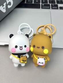 1/2 chiếc móc khóa silicon hình gấu trúc và gấu dễ thương, thích hợp cho Giáng sinh, Lễ tạ ơn, Ngày của Mẹ, Năm mới, chìa khóa xe, các cặp đôi, trở lại trường, quà tặng tiệc tùng - nhiều màu - Xem 5