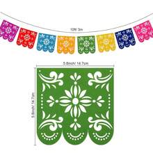 Mexican Flag With Eggs Theme Party Banner Set, Colorful Hollow Decorative Paper Cutout Banner For Day Of The Dead Celebration And Christmas - Multicolor - View 15