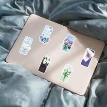 50Pcs Flower Language Bookmark Stickers Vinyl Aesthetics Stickers Decals Scrapbook, Journaling, Laptop, Bumper, Skateboard, Water Bottles, Computer, Phone, Cartoon, Hard Hat, Car Stickers