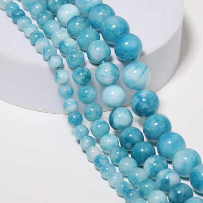 6/8/10/12mm Natural Stone Larimar Beads High Quality Oceanic Pattern Loose Spacer Beads For Jewelry Making DIY Summer Bracelets Necklaces & Beach Wedding Accessories For Women Gifts