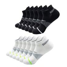 6/12 Pairs Unisex Solid Color Casual Sports Compression Socks, Soft & Comfortable Ankle Support, Suitable For All Seasons