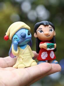 Disney 12 piezas de figuras de Stitch de Disney, adornos de escritorio para interiores, decoraciones exquisitas para dormitorio y automóvil, adecuados para regalos de cumpleaños y fiestas