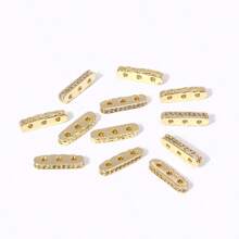 18K Gold Plated Inlaid Zirconia Beads Spacer, 3 Holes Separators For Beads, DIY Beading Jewellery Making Components