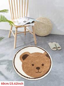 1pc Round Rug Cozy Brown & Cream Bear Face Round Area Rug - Ultra Soft, Comfortable For Bedroom, Living Room, Study, Entryway, Children's Game Room, Room Decor, Nursery As Floor Mat, Cashmere-Like Bedroom Rug Play Mat, Washable & Non-Slip, Rugs For Bedroom, Bedroom Mat - Indoor All-Season Home Decor, Decorative Rugs, Bedside Rug, Circle Rug, House Decor | Bedroom Decor - Multicolor - View 13