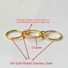 VKHK 1 anel de elos multicamadas de aço inoxidável banhado a ouro 18K com zircônia decorativa, adequado para uso diário feminino e festas de casamento, presente