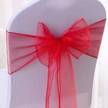 10pcs Organza Chair Sash, Organza Bowknot Chair Back Decor For Dining Table, Wedding Supplies, 18cm Width, 275cm Length, Need DIY To Tie Into Butterfly Shape, Gauze Decorative Ribbon For Party, Graduation, Wedding, Ceremony, Packaging