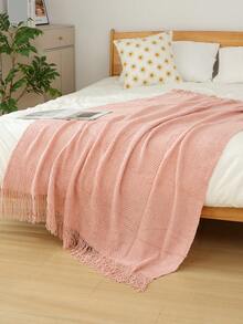 1pc Comfortable Acrylic Knitted Throw Blanket With Tassels, Modern Style, Suitable For All Seasons, Versatile Shawl/Bedspread/Nap Blanket/Car Blanket/Air Conditioning Blanket, Applicable For Various Occasions - Multicolor - View 13