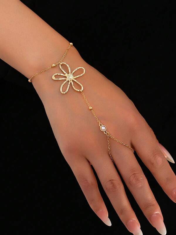 قطعة واحدة سلسلة خاتم إصبع مكون من حبات خرز بتصميم بسيط، إكسسوار يومي للمرأة، المقاس حسب المحدد، قد يختلف عدد الحبات