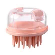 1pc New Double-Press Liquid Dispense Hair Washing Brush, Home Scalp Massage Brush With Long Teeth, Transparent Visible Cleaning Comb, Random Color
