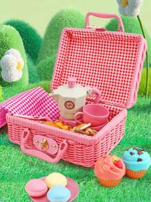 1 set Jouet Panier Pique-nique Jeu d'Imitation pour Enfants, Cadeau de Vacances pour Garçons et Filles