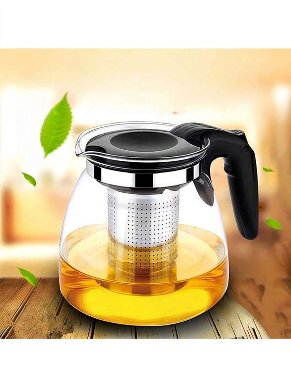 Théière en verre résistant à la chaleur avec filtre en acier inoxydable, théière à grande capacité à une seule couche, convient pour le thé noir et les feuilles de thé en vrac