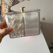 三格透明塑料棉签收纳盒 - 浴室储物罐，带三个隔层，可收纳棉签、棉片和棉球 - 梳妆台化妆品收纳盒 - 独立式、轻巧、节省空间！圣诞节礼物、趣味礼物、斋月礼物、个性化礼物