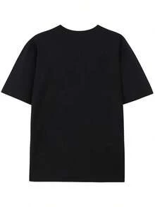 Boy & Girl's T Shirt, Kid's Cartoon T Shirt With BRO WHAT THE SIGMA Print, Pure Cotton, Versatile And Comfortable, Breathable & Absorb Moisture With Durable Print, Round Neck Short Sleeve Kid's Black Cartoon T Shirt - Black - View 2