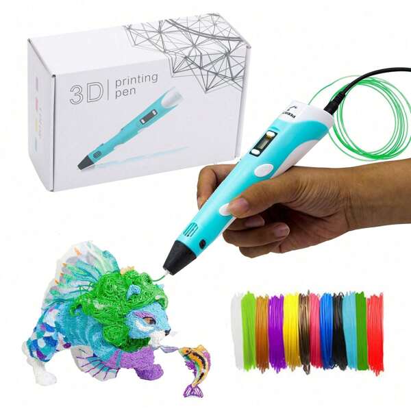 3D-Druckstift mit LED-Anzeige, 12 Farben PLA-Filament, professioneller DIY-3D-Stereoskopie-Druckstift