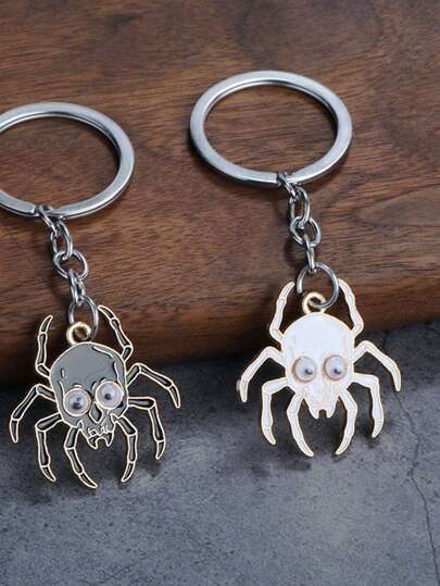 2pcs Funny Moving Eye Spider Keychain, Novelty Zinc Alloy Articulated Animal Pendant, Stylish Personalized Accessory, Simple Cartoon Cute Car/Bag Decor, Nice Gift For Friends Backpack For School Car Accessories Goth Y2k Bag Accessories Lanyards With Id Holder Car Accessories Bag Charms