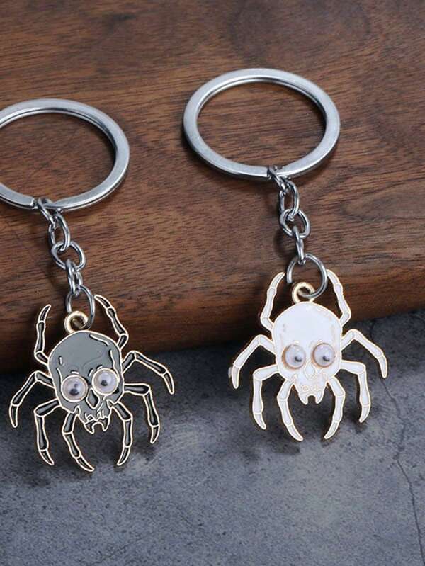 2pcs Funny Moving Eye Spider Keychain, Novelty Zinc Alloy Articulated Animal Pendant, Stylish Personalized Accessory, Simple Cartoon Cute Car/Bag Decor, Nice Gift For Friends Backpack For School Car Accessories Goth Y2k Bag Accessories Lanyards With Id Holder Car Accessories Bag Charms