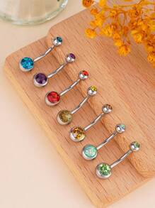 1 buc inel la modă din oțel inoxidabil cu zirconiu cubic, inel pentru buric potrivit pentru buric, bijuterii pentru piercing pentru buric, bară de piercing pentru buric, inele pentru buric, unghii pentru buric, inele pentru buric, bijuterii pentru piercing pentru buric pentru femei și fete, purtare zilnică