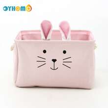 OYHOMO Cute Unicorn & Rabbit Storage Basket Pink Girls Bedroom Organizer Collapsible Thick Fabric Storage Box Laundry Hamper For Toys, Clothes, Books, Bathroom, Living Room