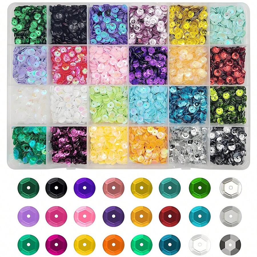 10,000+ Pcs 5mm Rainbow Round Loose Sequins | Mixed Color Embroidery Sequins With Holes | Ideal For Sewing, Slime, Wedding, Christmas DIY Crafts And Sequin Decorations - Multicolor - View 1