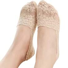 Women's Socks Summer Breathable Sweat Absorption Deep Mouth Lace Silicone Non-Slip Thin Cherry Blossom Boat Socks, No Show Socks - Multicolor - View 13