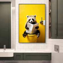 1pc/3PCS Wall Arts Posters Optional Frame Animals Chimpanzees, Elephants, Pandas, Animal Posters Printing Fun Art Wall Paintings Canvas Paintings Suitable For Bathroom, Toilet, Home Decoration Gifts