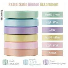 6 rollos de cinta de satén pastel de 1 pulgada | Set de cintas de regalo para ramos de flores, manualidades, cumpleaños, fiestas, bodas, decoraciones de fiesta de graduación - 30 yardas - Multicolor - Ver 3
