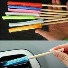5pcs-Long-Handled Microfiber Car Cleaning Brush For Air Conditioning Vents, Blinds And Tight Spaces - Ideal For Vehicle And Home Cleaning