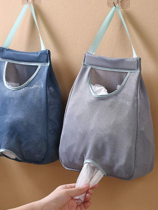 Dispensador de bolsas de basura montado en la pared, soporte lavable para bolsas de plástico y organizador de almacenamiento de cocina, almacenamiento de bolsas de basura de cocina, organizador de bolsas de plástico para bolsas de compras, organizador extraíble montado en la pared